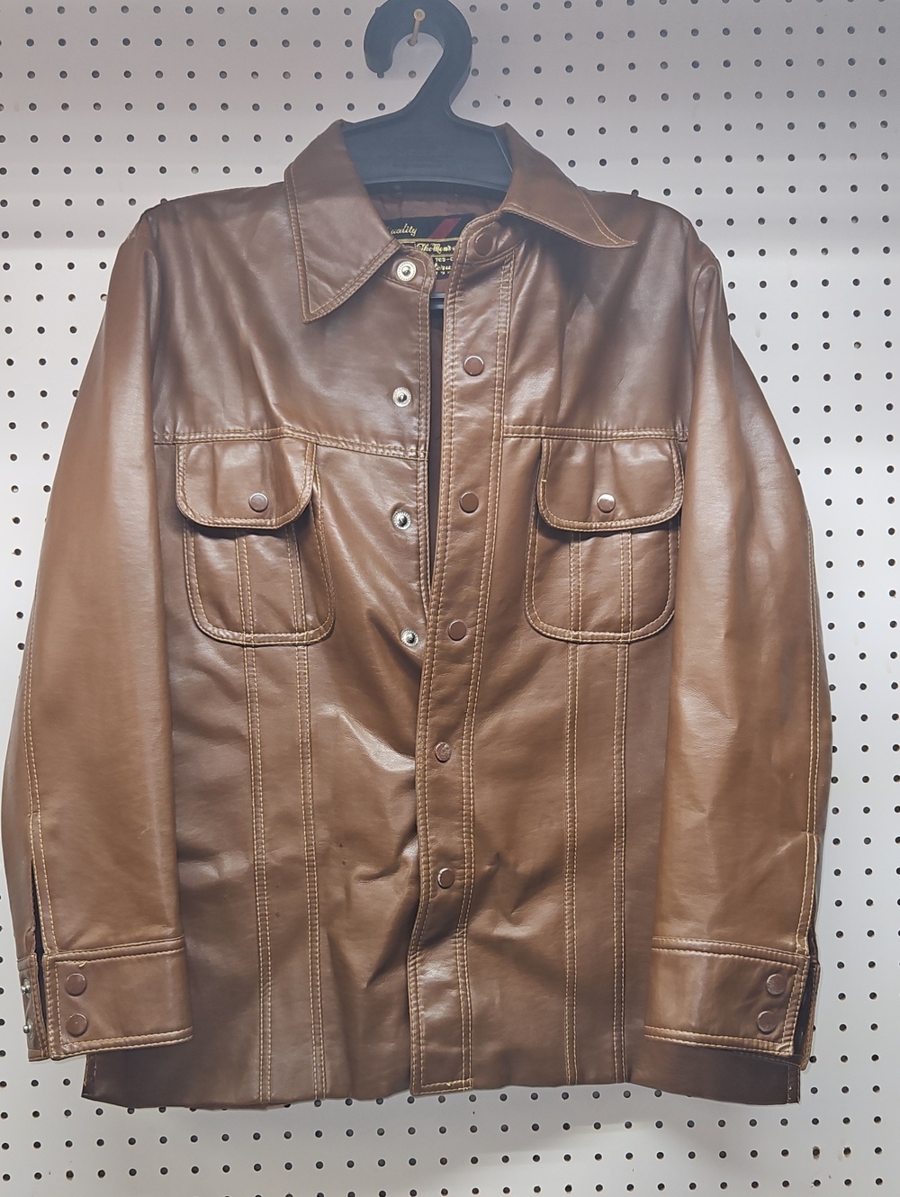 Vintage Sears The MENS STORE Brown Leather  Jacket with Flap Pockets